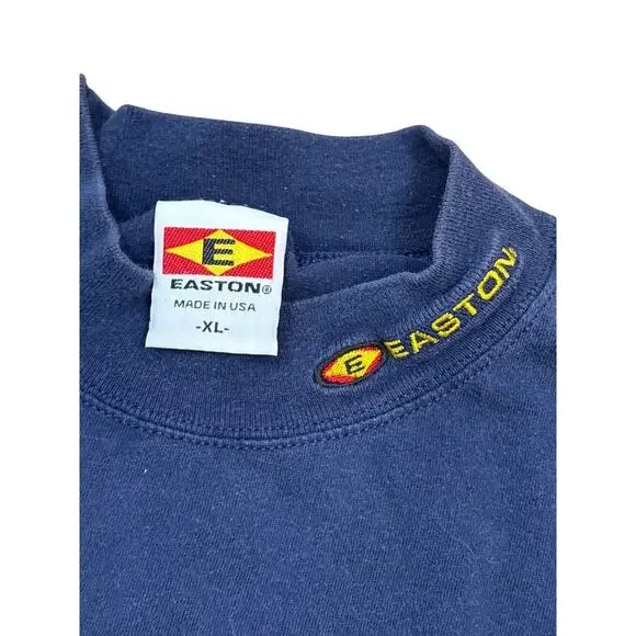 Vintage 90s Easton collar print long sleeve baseball XL navy made in USA shirt - Picture 2 of 6